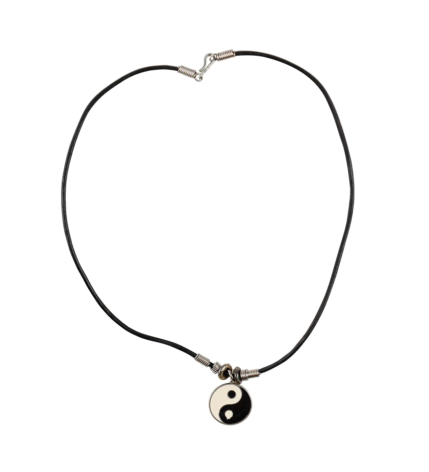 Small Ying Yang String Necklace, Black/Silver/White (2F) - Image 3
