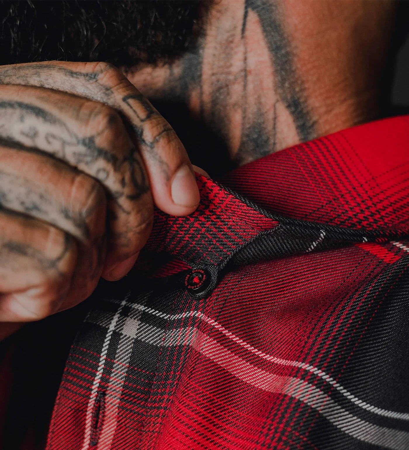 Social Distortion Prison Bound Flannel, Grey/Maroon - Image 5