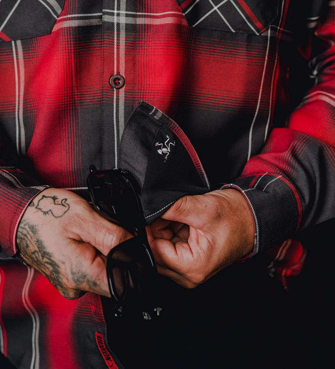 Social Distortion Prison Bound Flannel, Grey/Maroon - Image 7