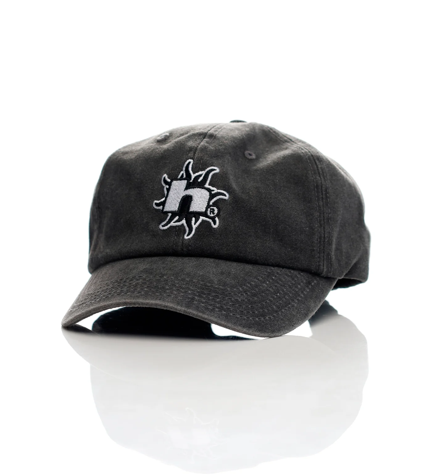 Sol Denim 6-Panel Curved Strapback, Washed Black