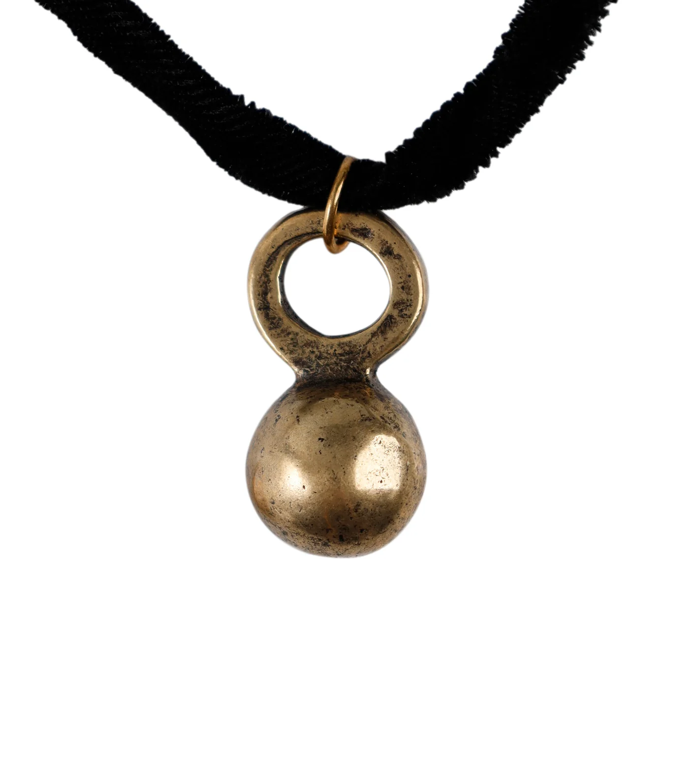 Sphere Pendant Round Choker, Black/Gold (2F)