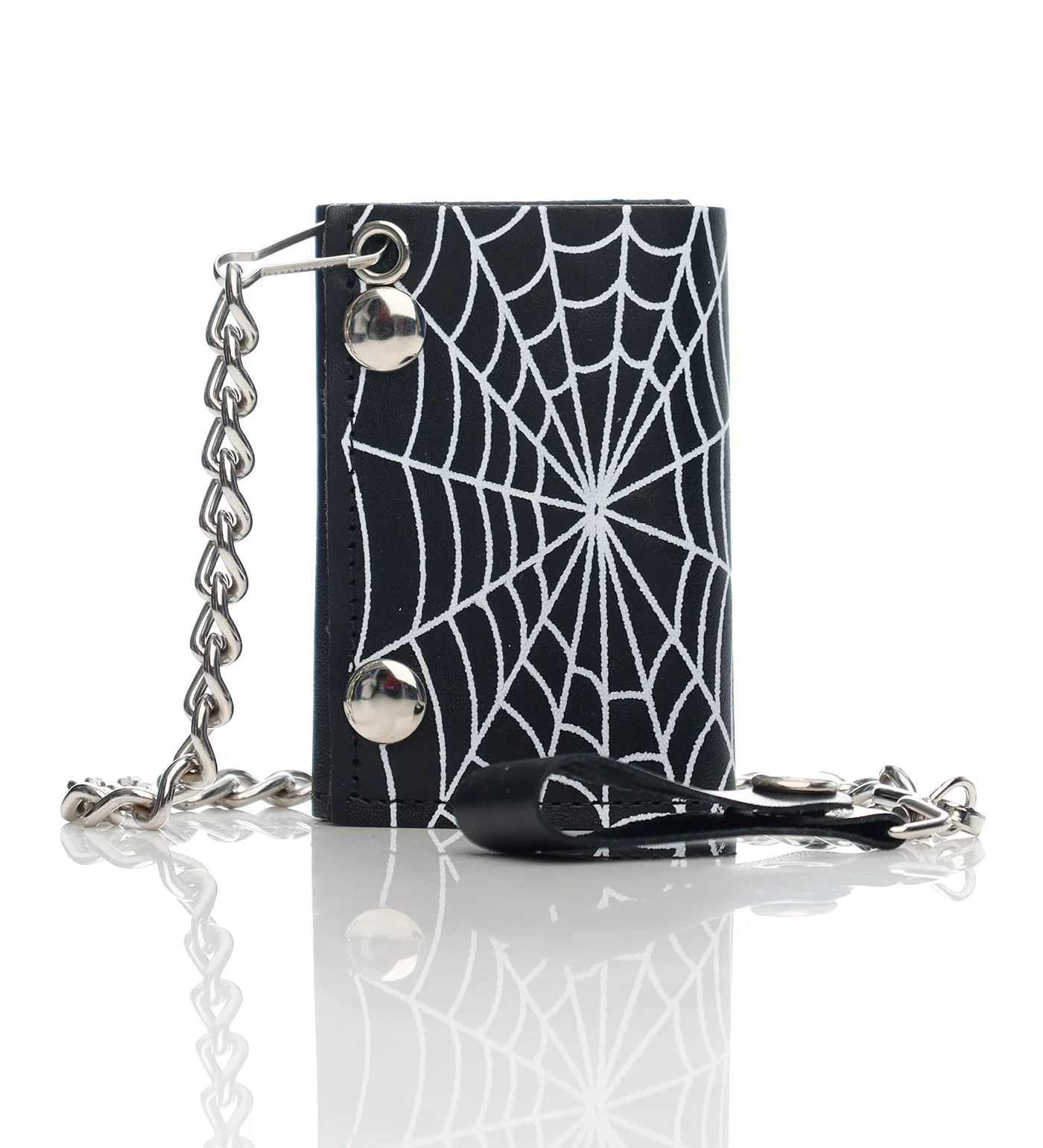 Spider Web Tri-fold Wallet W/Chain TC304-18, Black/White