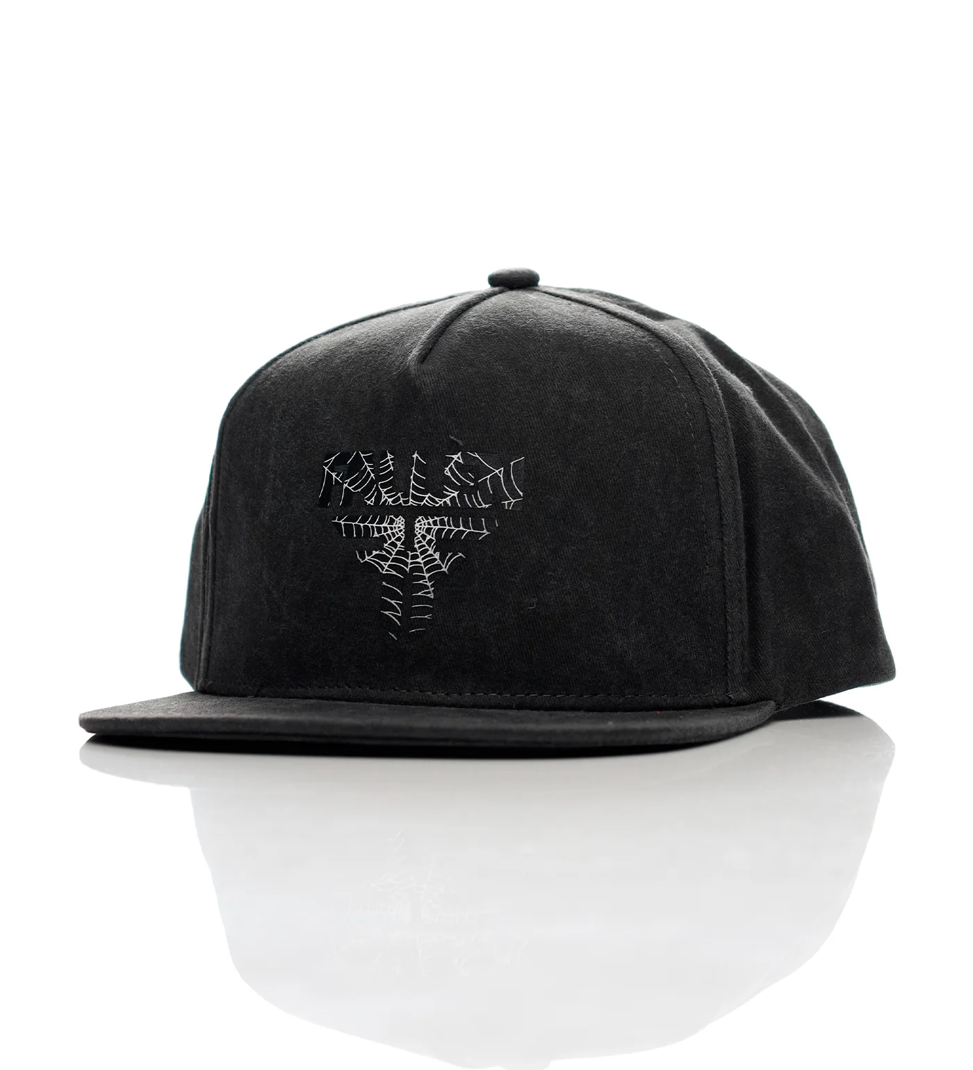Spider Web Snapback, Washed Black