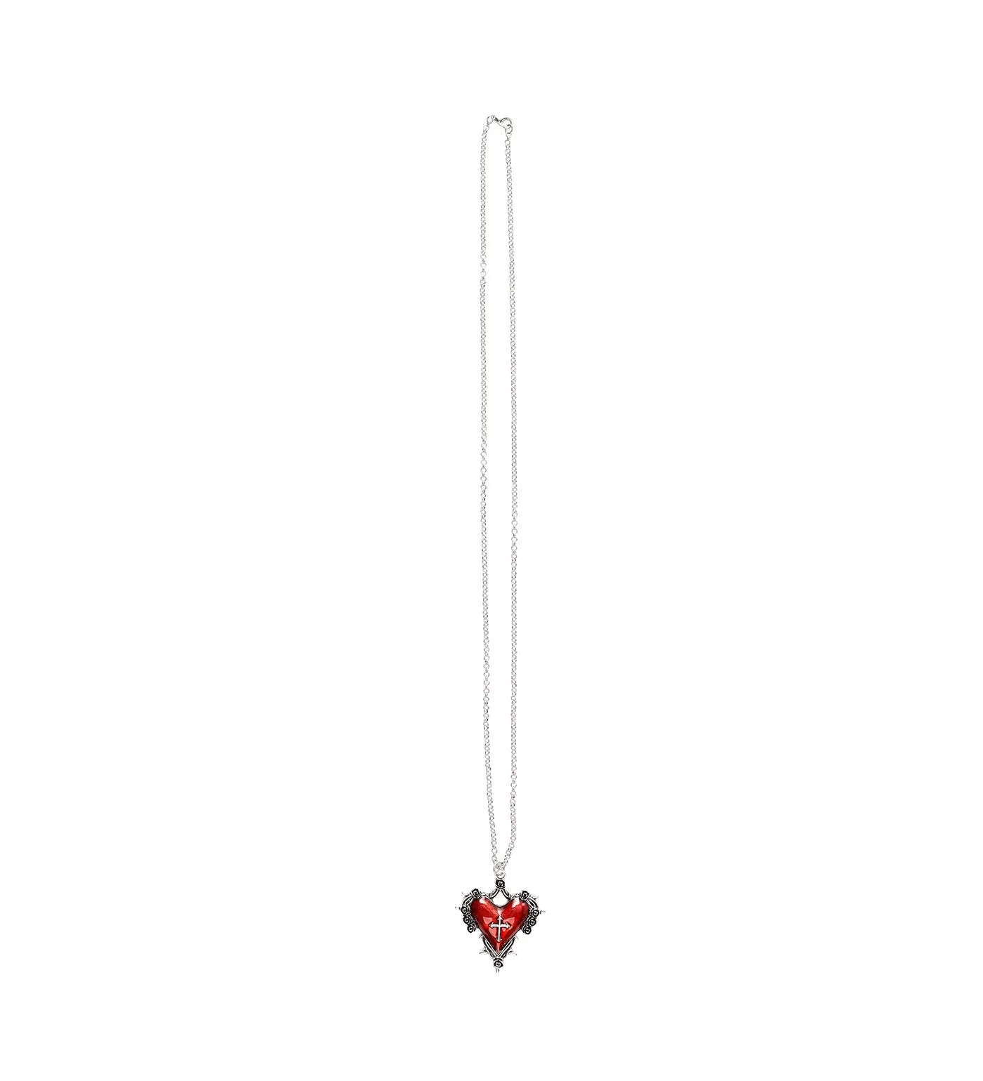 Spiked Heart w/ Cross Design Design, Silver/Red (2E) - Image 3