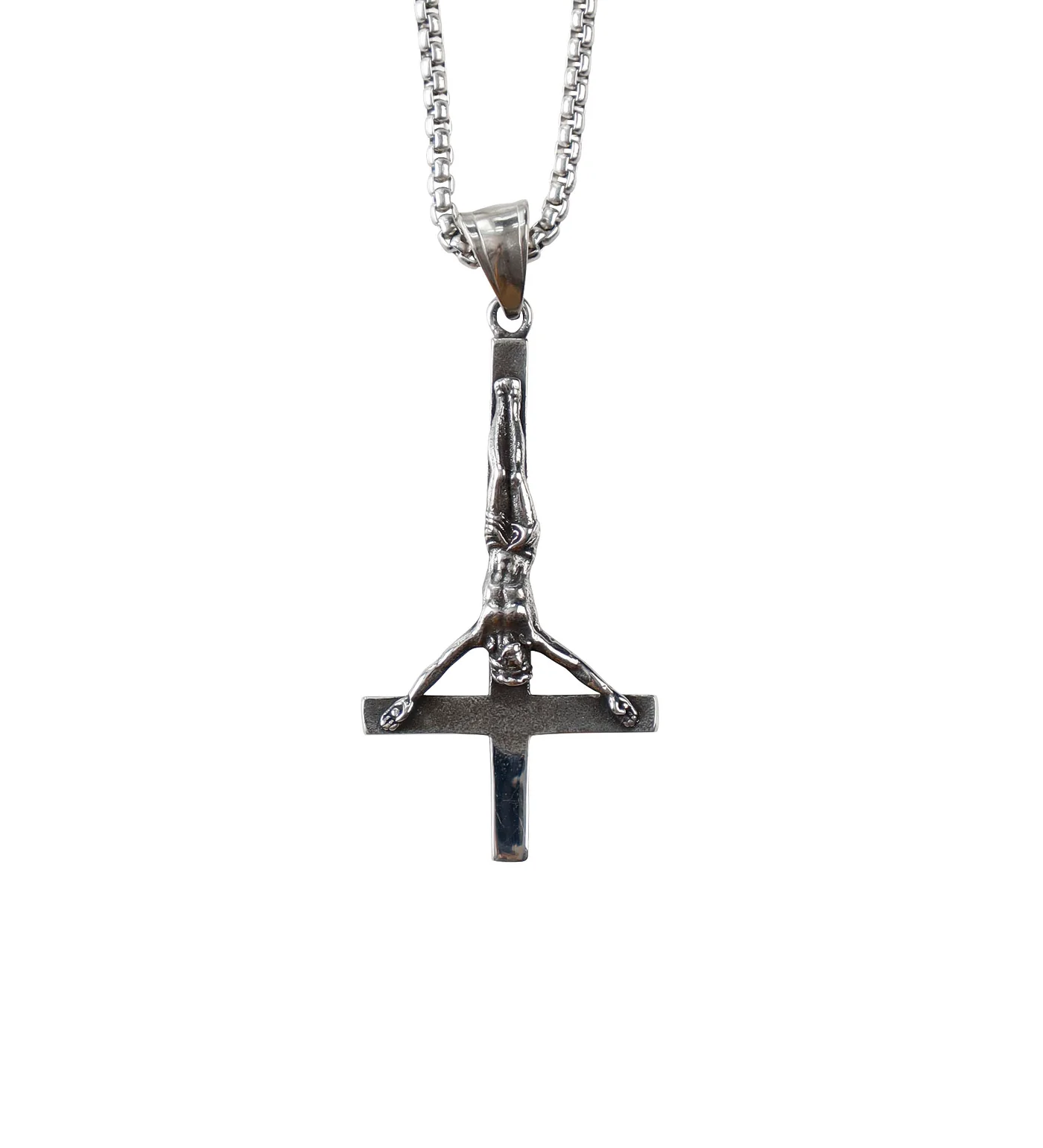 Stainless Inverted Jesus on a Cross, Stainless (2B)
