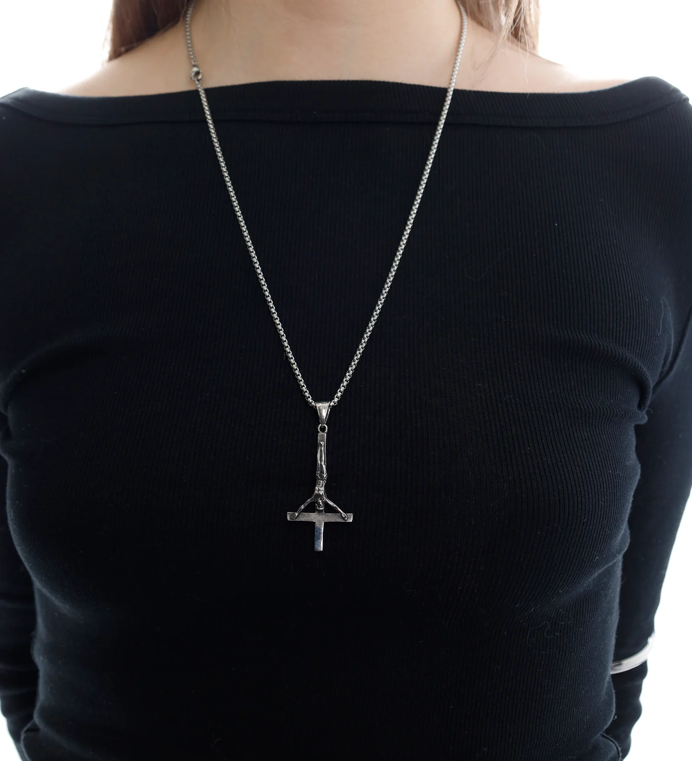 Stainless Inverted Jesus on a Cross, Stainless (2B) - Image 4