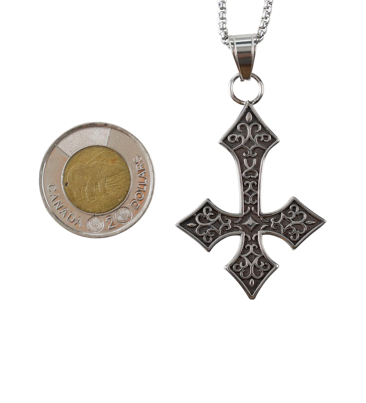 Stainless Inverted Medieval Cross, Stainless (2B) - Image 2