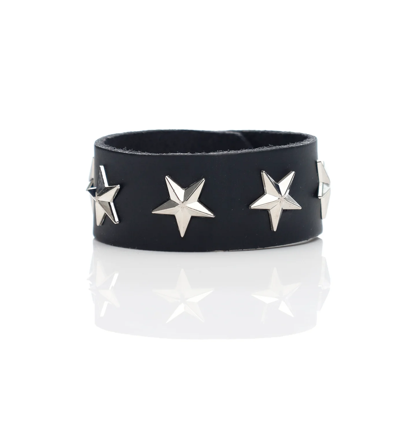 Star Stud Bracelet 1" Wide, Black/Silver