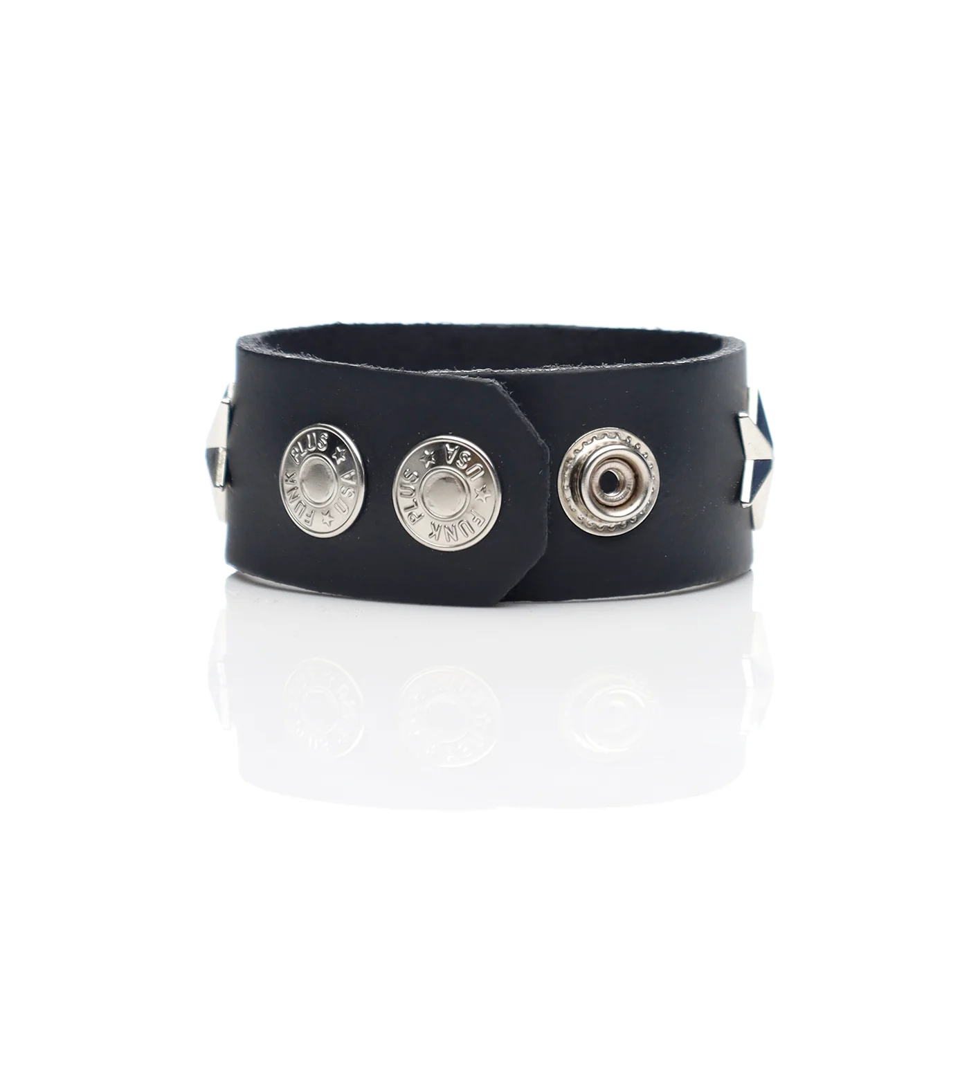Star Stud Bracelet 1" Wide, Black/Silver - Image 2