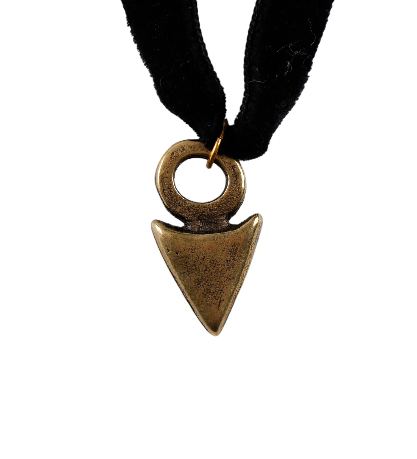 Triangle Pendant Flat Choker, Black/Gold (2F)