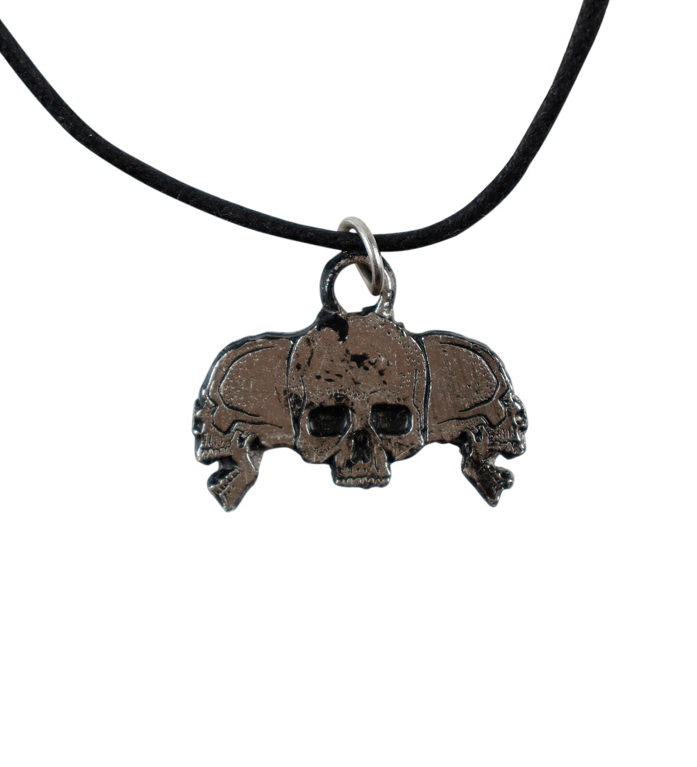 Triple Skull String Necklace, Black/Silver((2F)