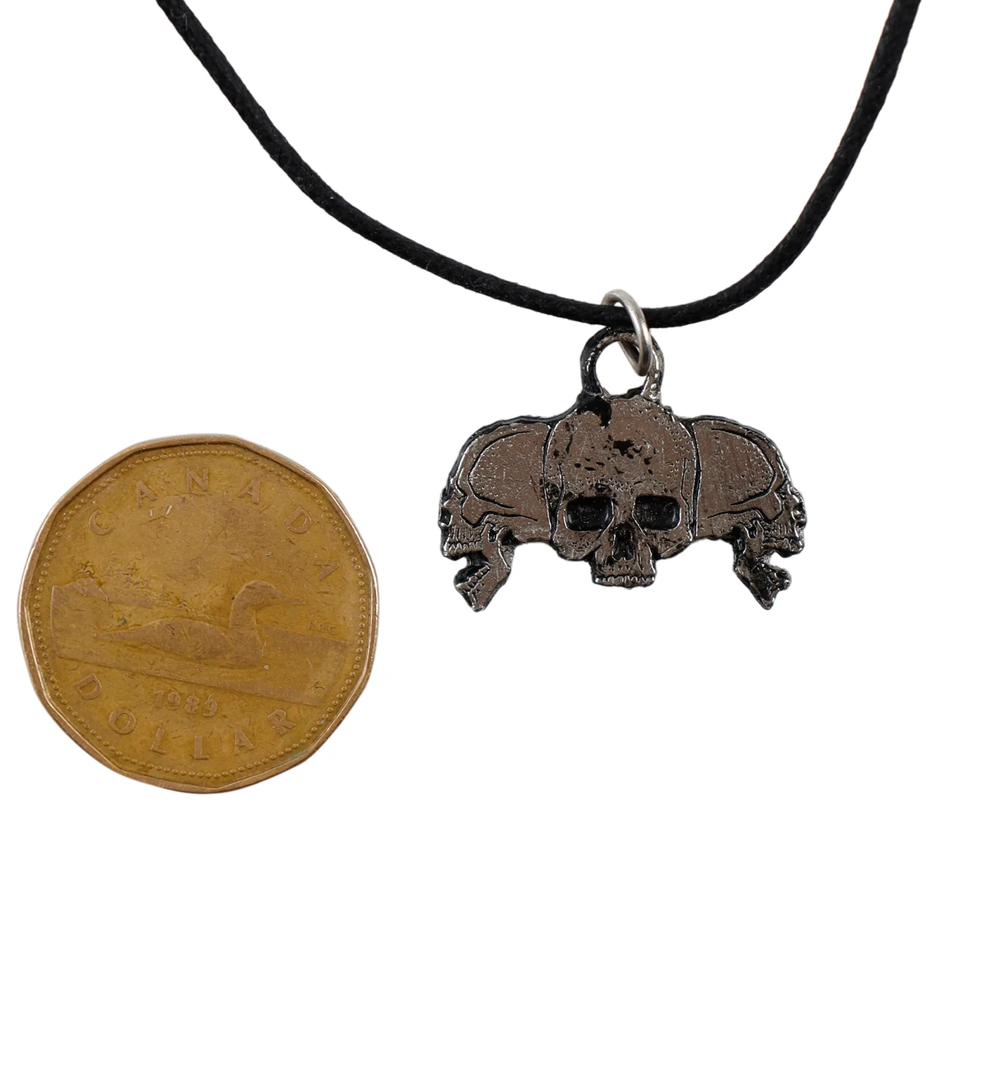 Triple Skull String Necklace, Black/Silver((2F) - Image 2