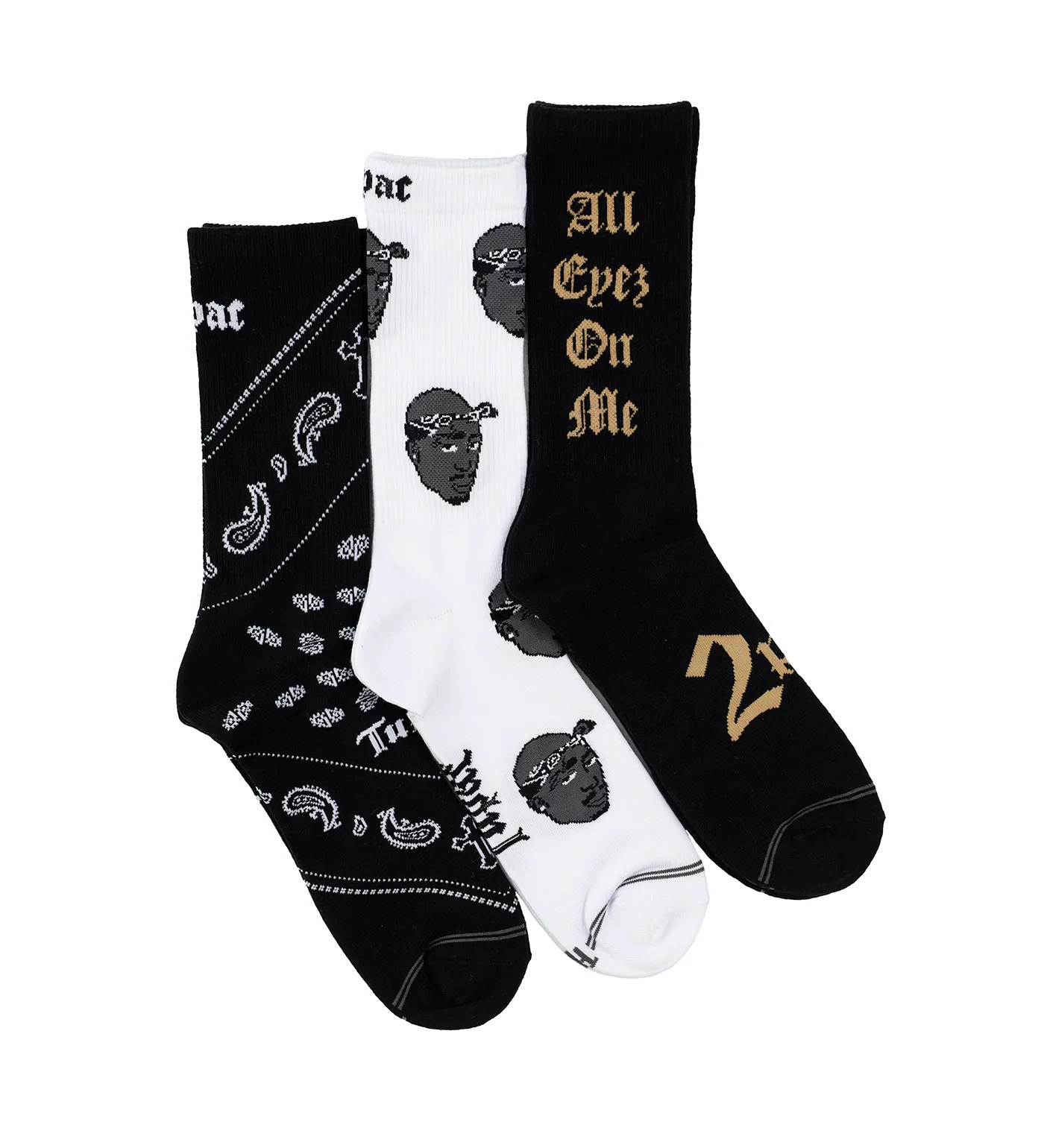 Tupac Bandana 3 Pairs, Black