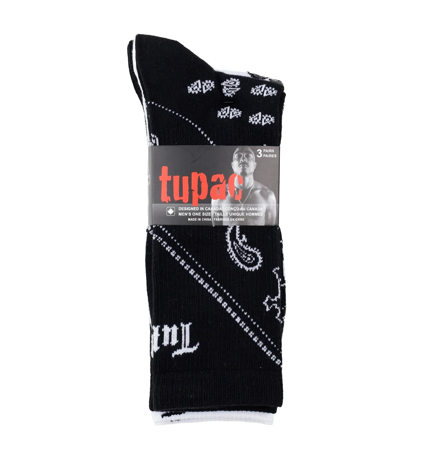 Tupac Bandana 3 Pairs, Black - Image 2