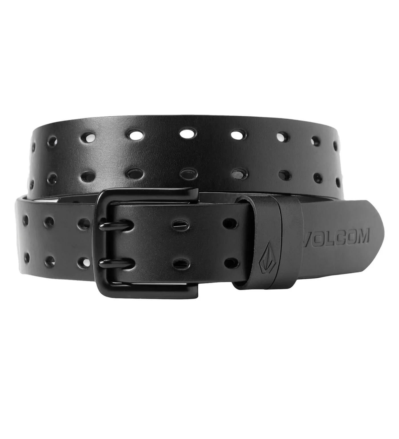 Two Spike Leather Belt, Black