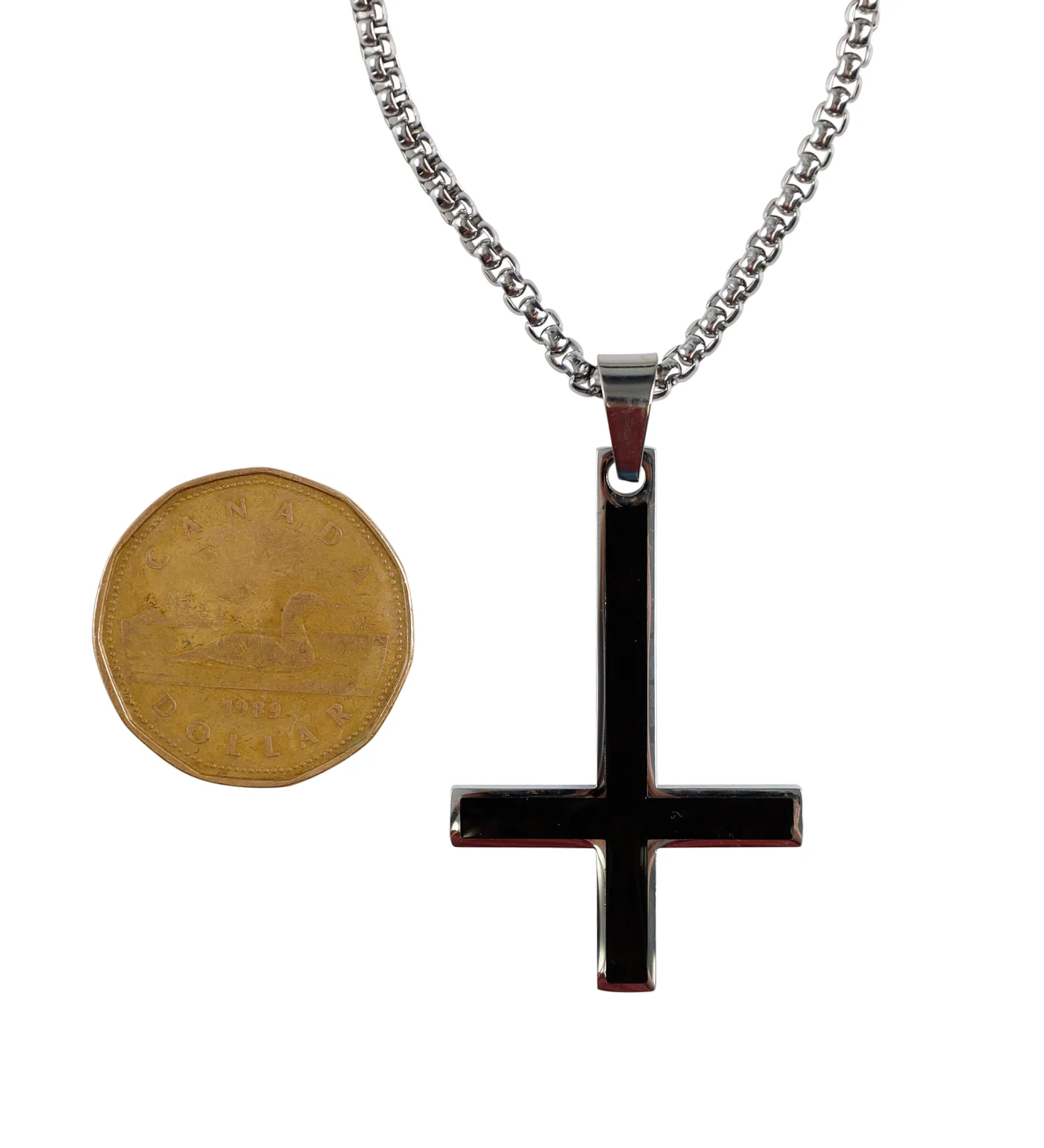 Upside Down Stainless Cross, Black/Silver (2B) - Image 3