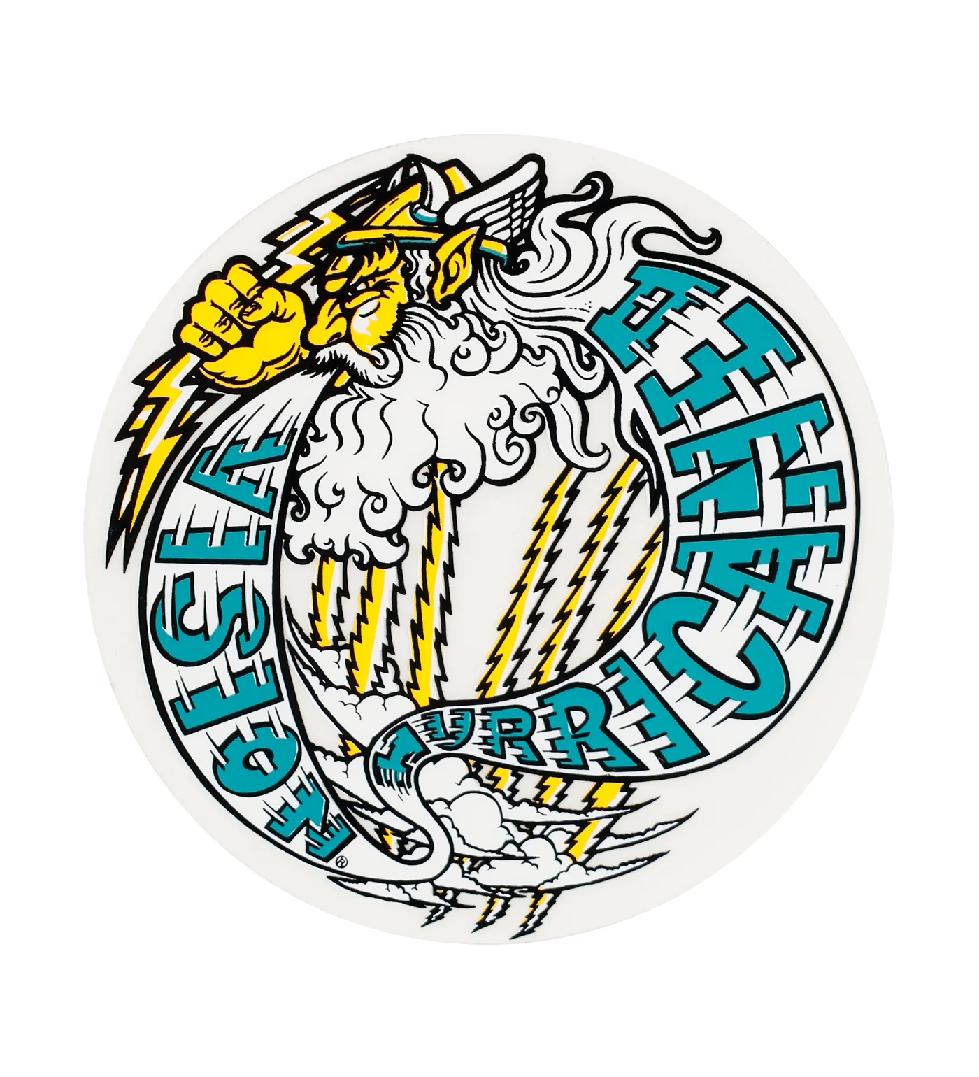 Vintage 1980's Sticker - Hurricane, White/Turquoise/Transparent