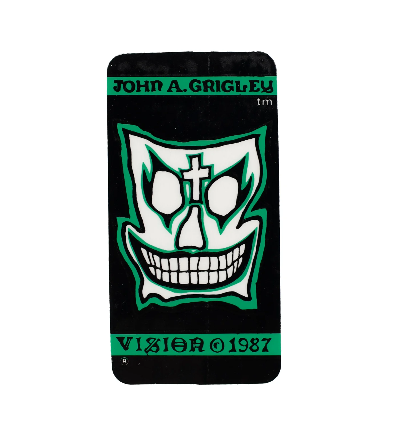 Vintage 1980's Sticker - John A. Grigley, Black/Green/White
