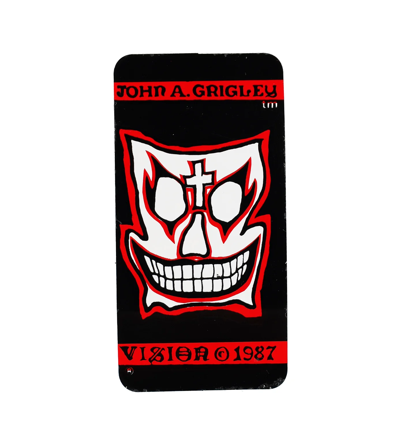 Vintage 1980's Sticker - John A. Grigley, Black/Red/White