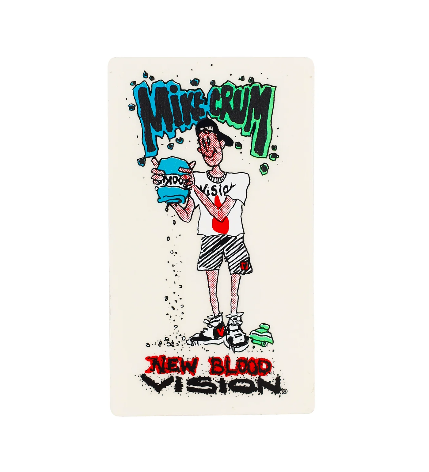 Vintage 1980's Sticker - Mike Crum, Blue/Green/Multi/Transparent