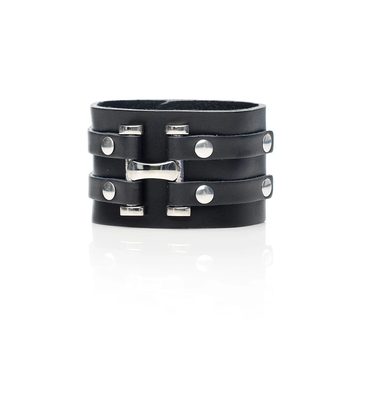 Vintage PU Leather Wristband, Black