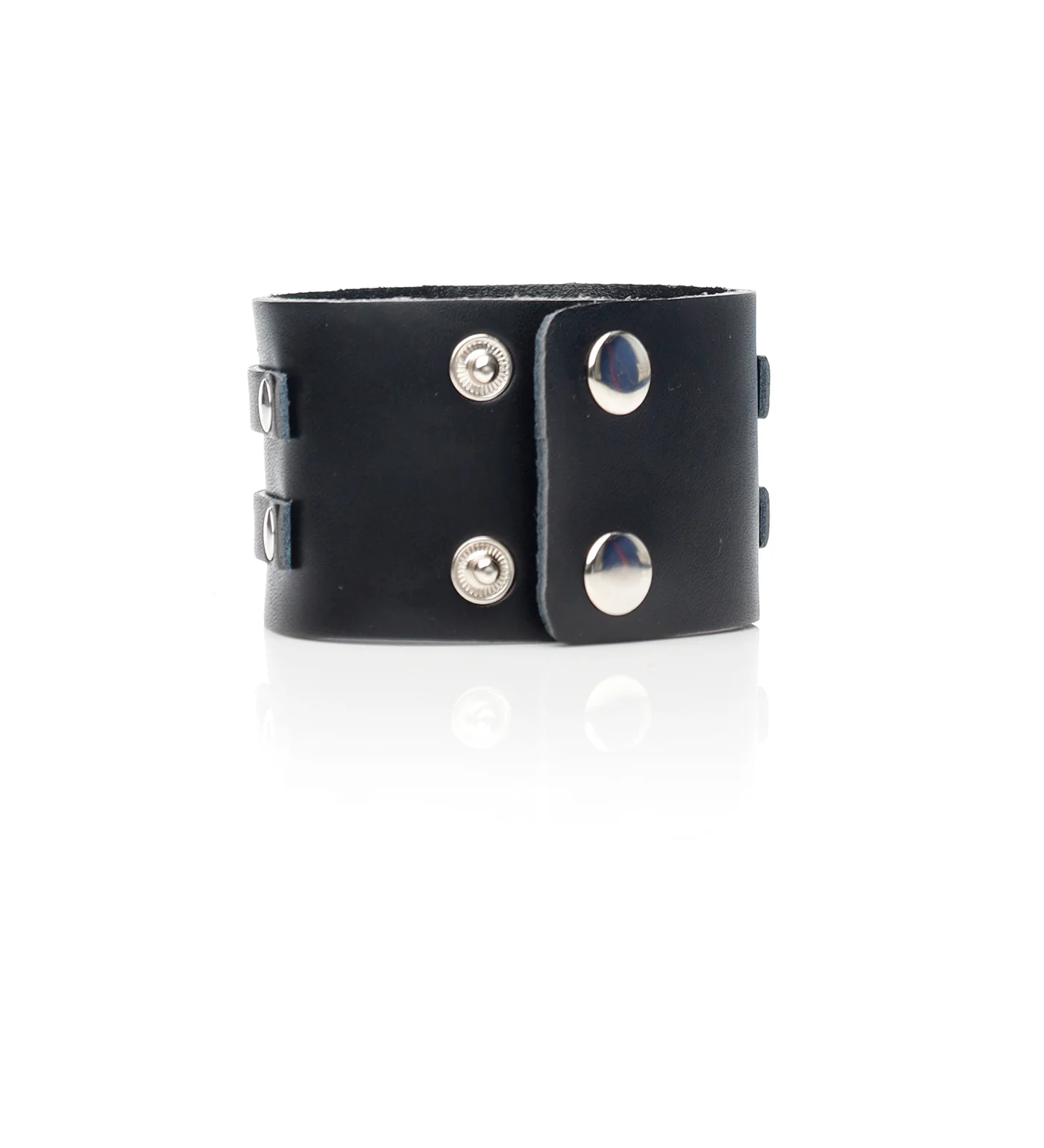 Vintage PU Leather Wristband, Black - Image 2