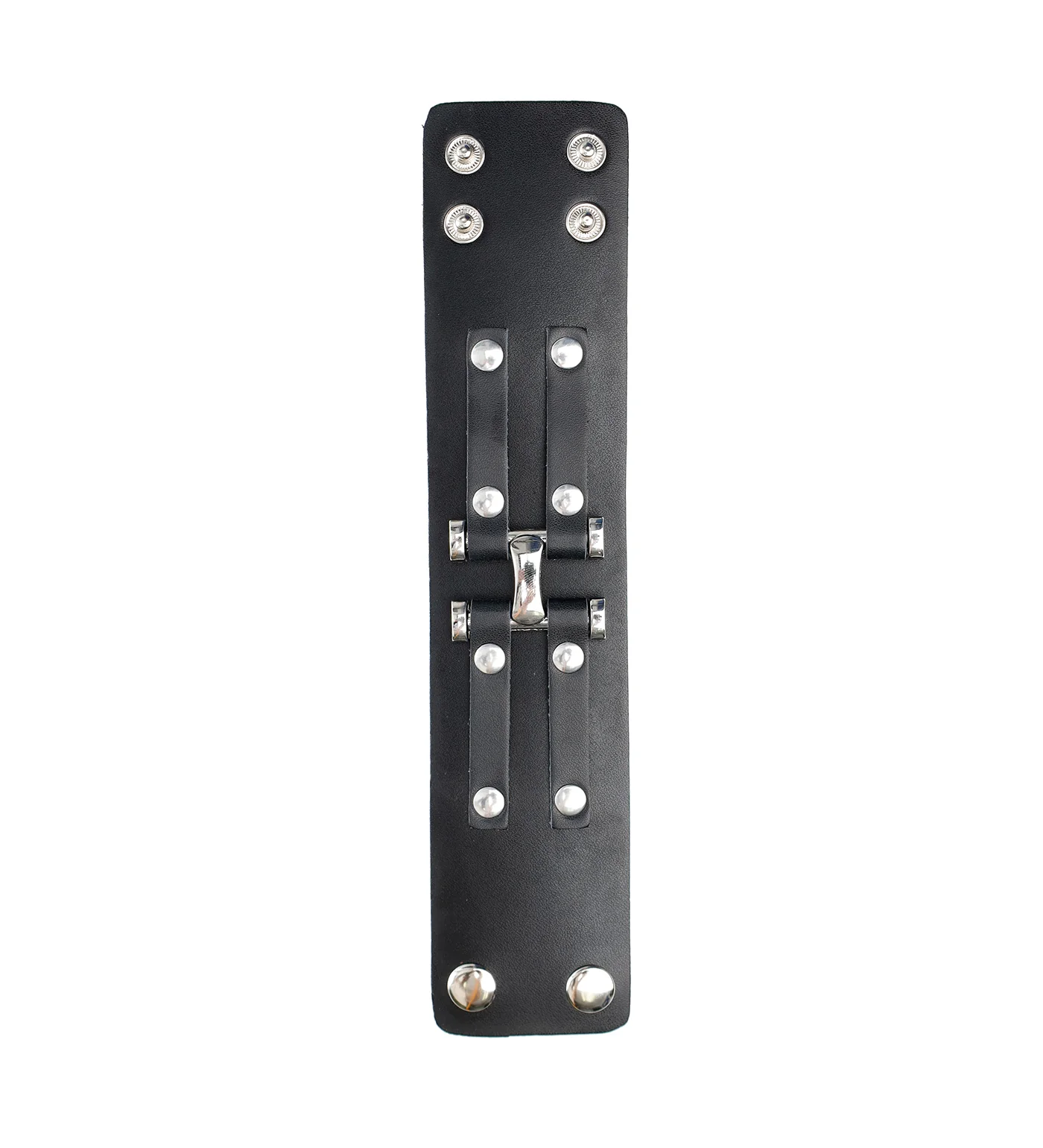 Vintage PU Leather Wristband, Black - Image 3