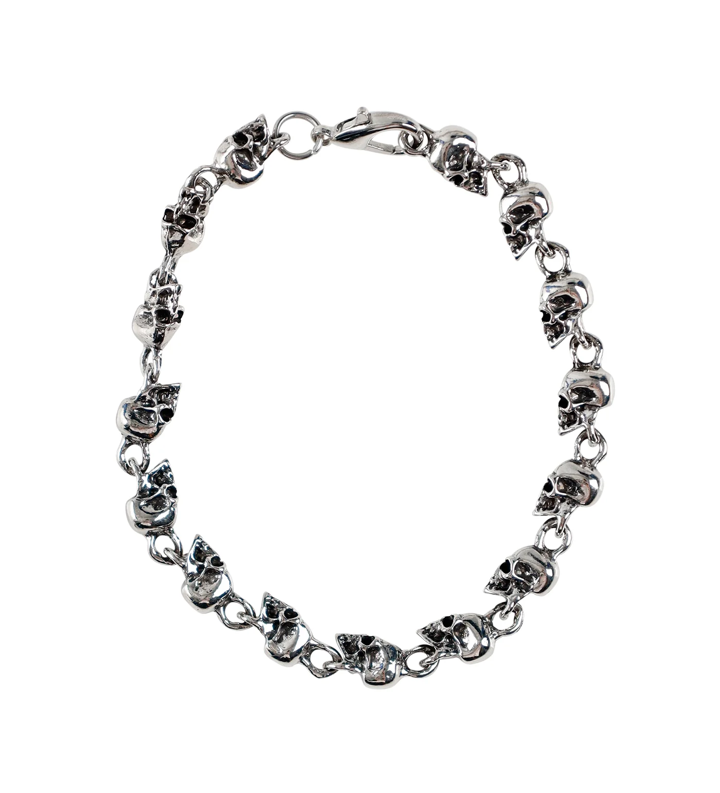 Vintage Skull Chain Bracelet, Vintage Silver(2D)