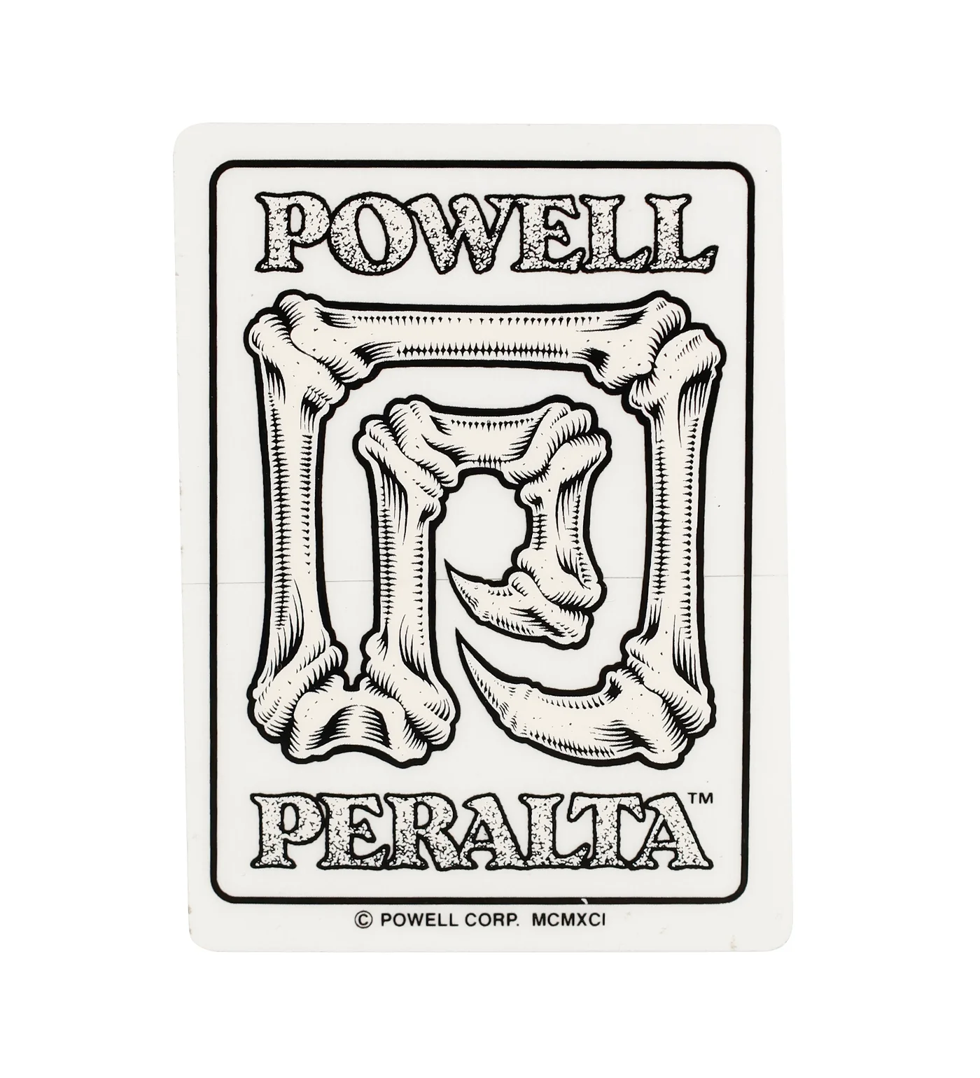 Vintage Sticker - Bones, White/Black/Transparent