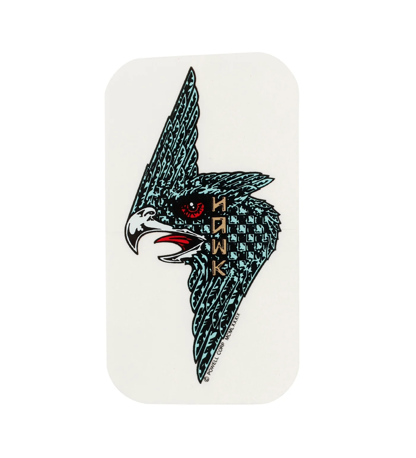 Vintage Sticker - Hawk, Turquoise/Transparent