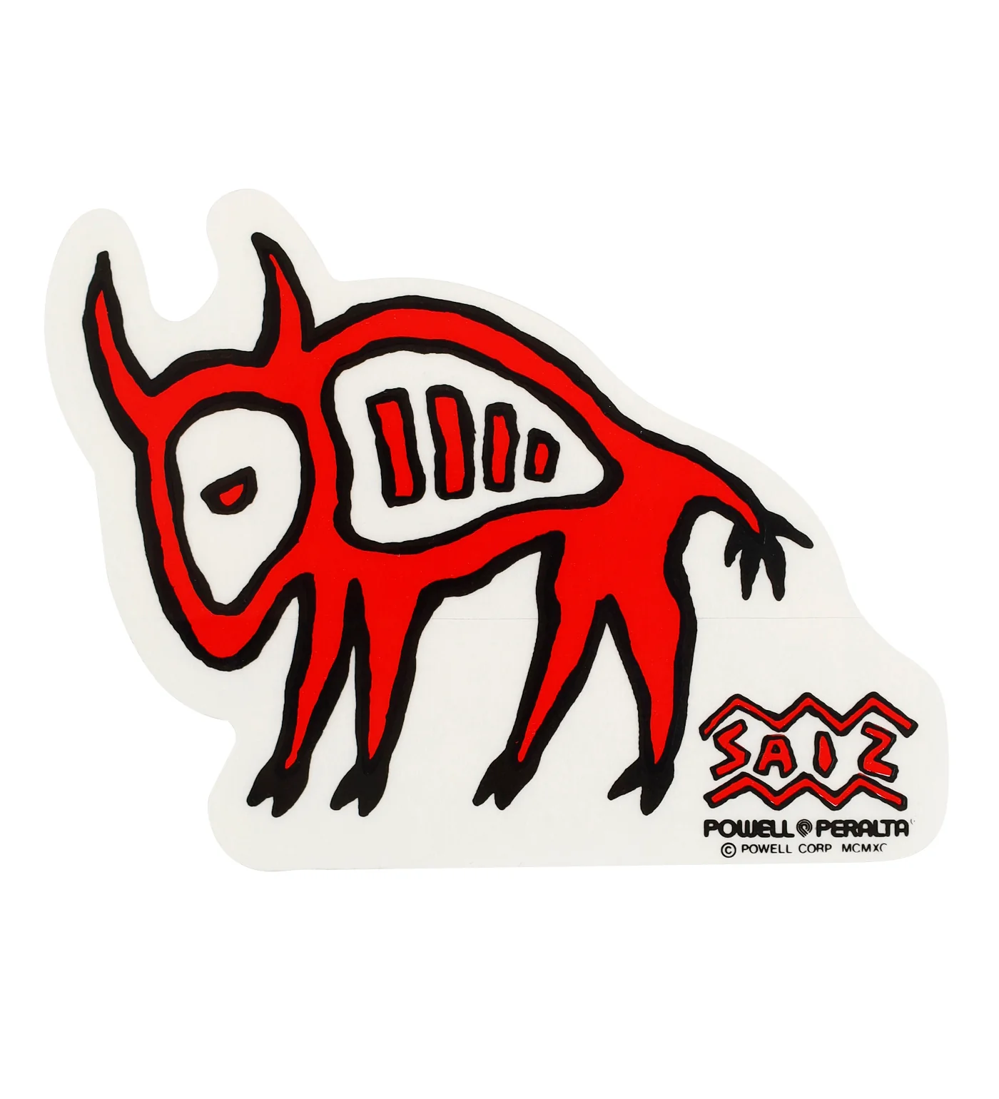 Vintage Sticker - Mayan Animal, Red/Black/Transparent