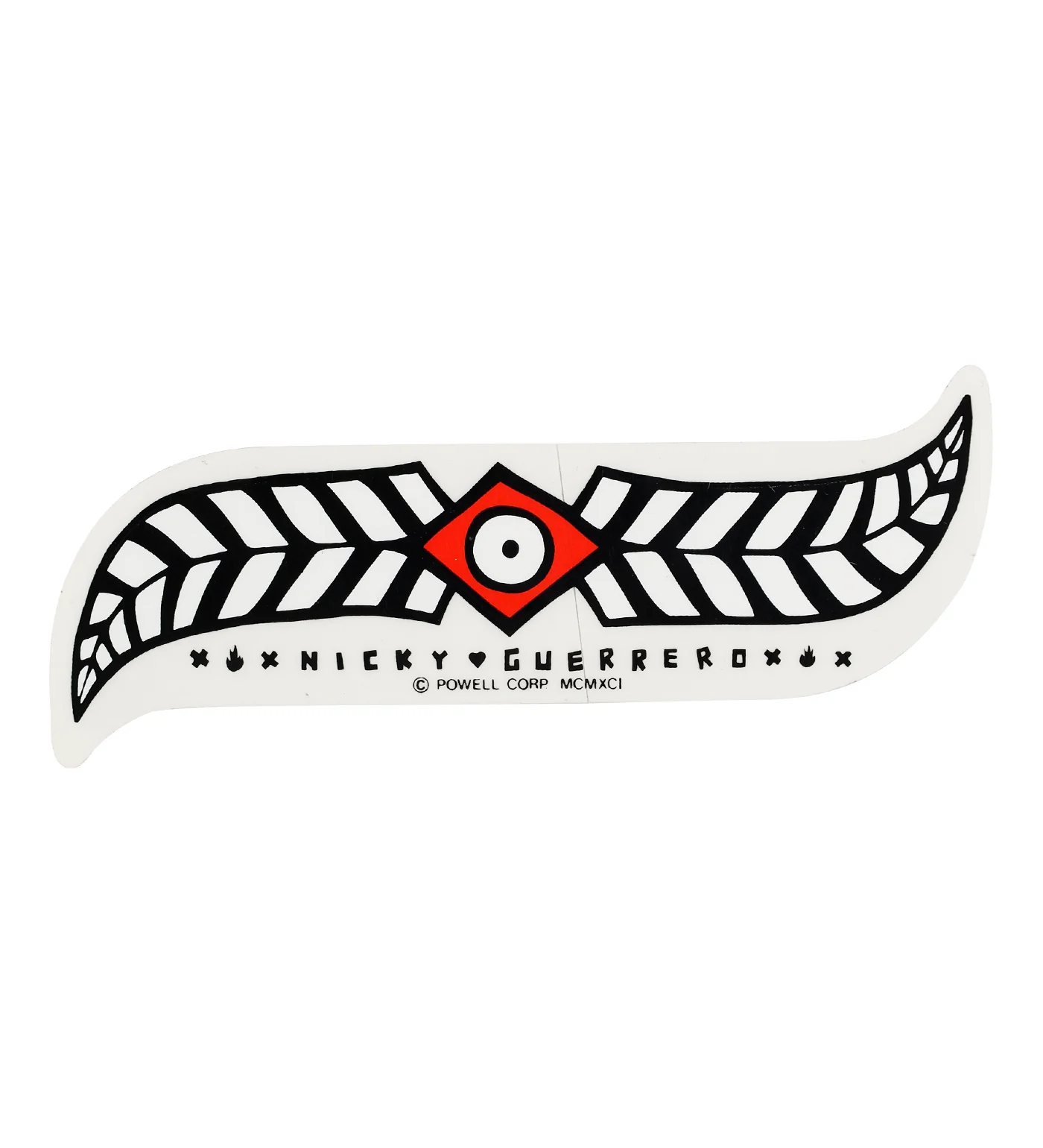 Vintage Sticker - Nicky Guerrero Feather, Black/Red/White/Transparent