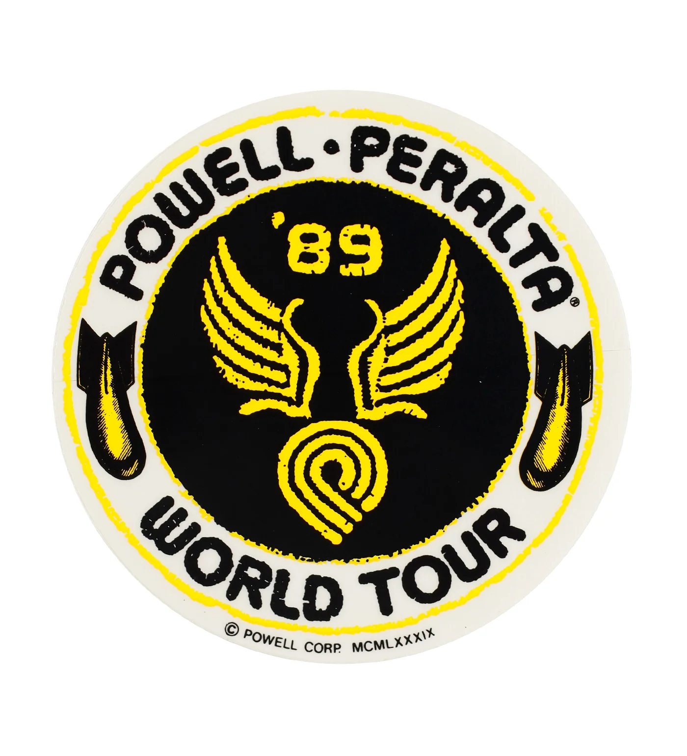Vintage Sticker - World Tour '89, Black/Yellow/Transparent