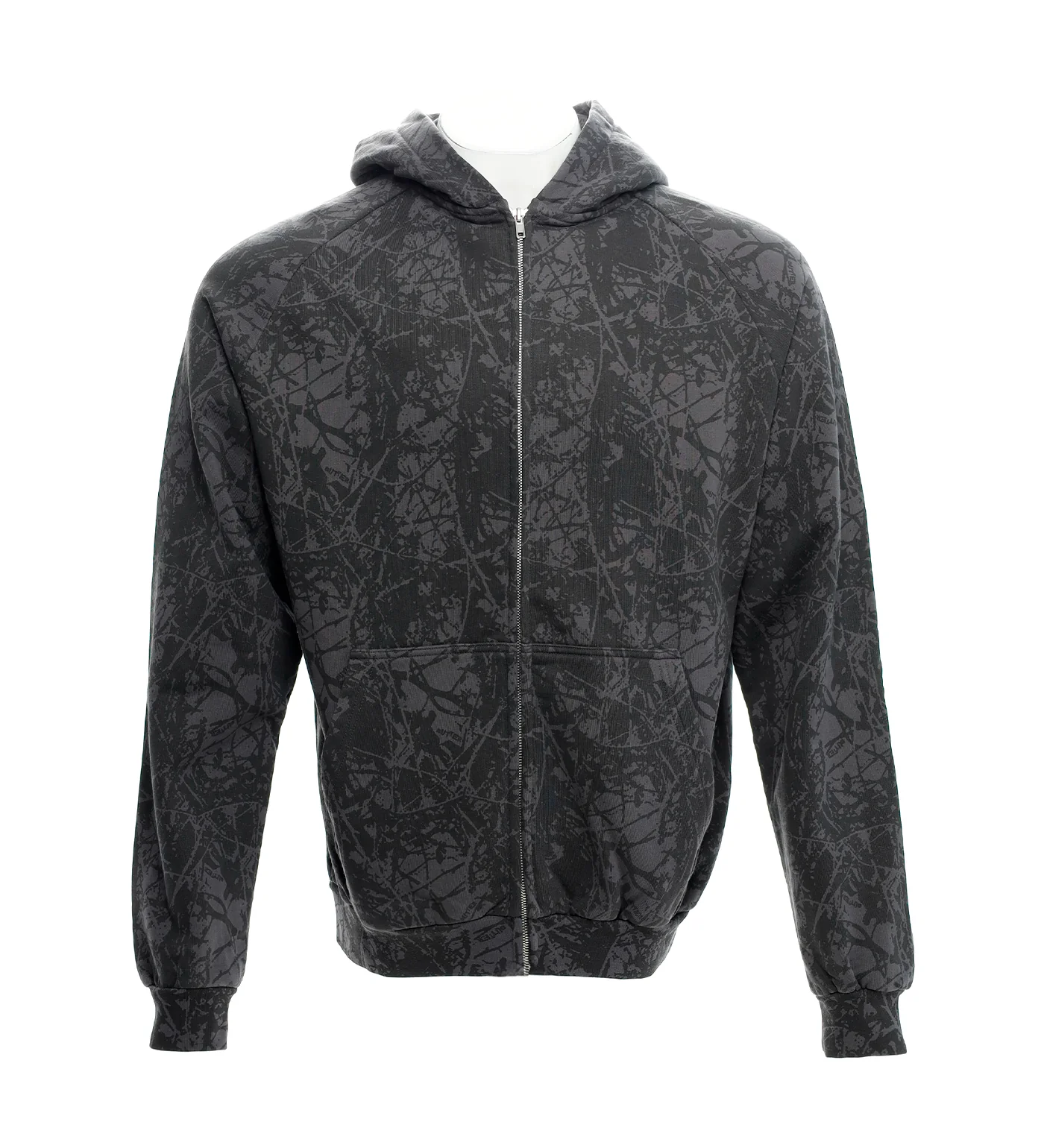 Woods Camo Zip-Thru, Washed Black