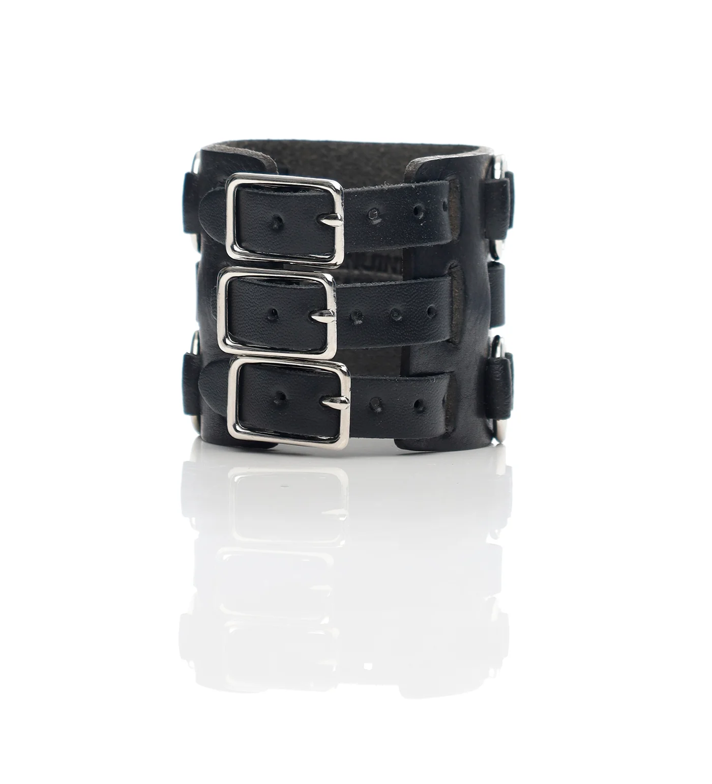 Wrist Cuff W/ Four Rings HCR-22B, Black - Image 2