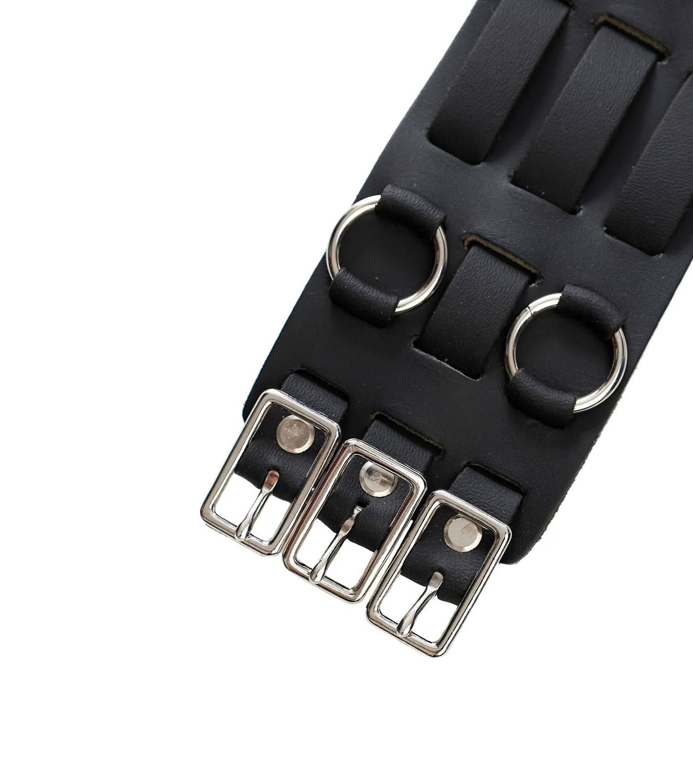 Wrist Cuff W/ Four Rings HCR-22B, Black - Image 3