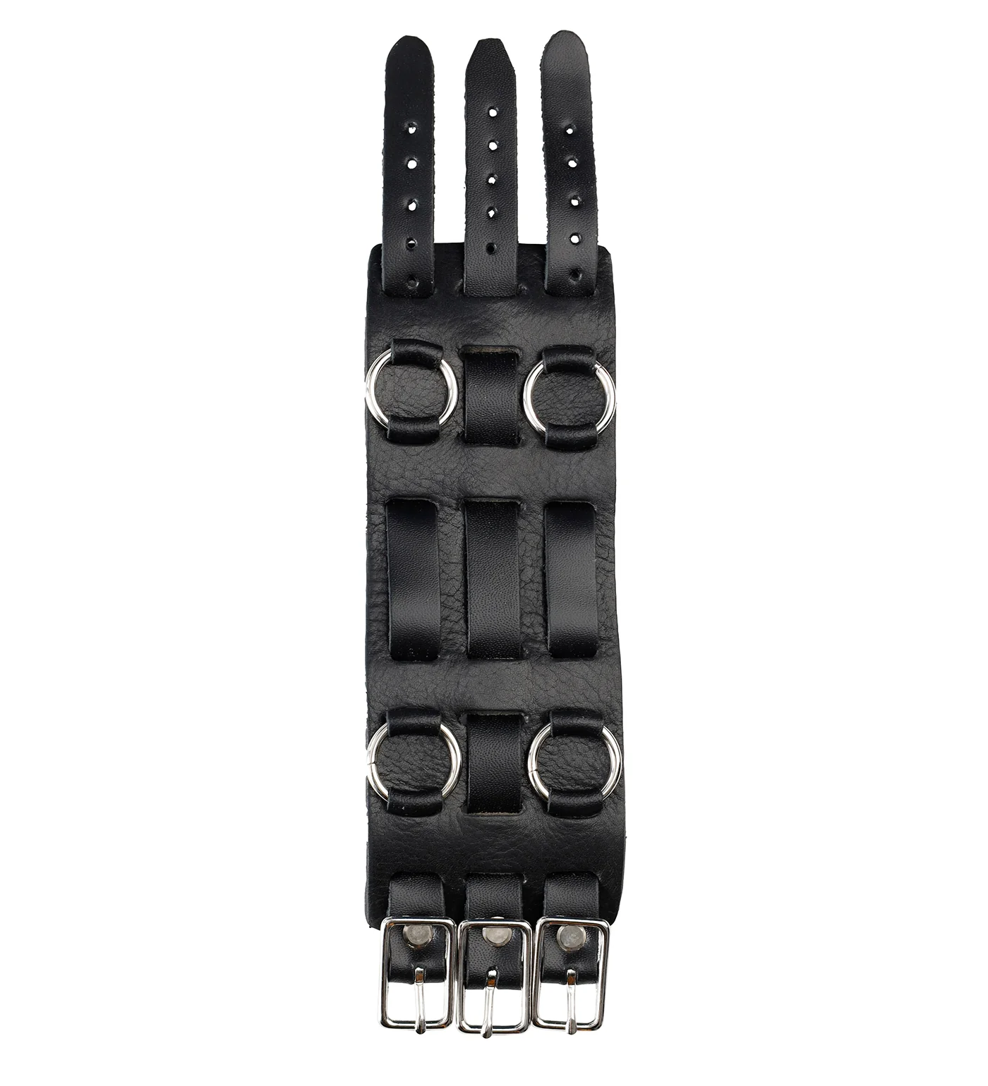 Wrist Cuff W/ Four Rings HCR-22B, Black - Image 4