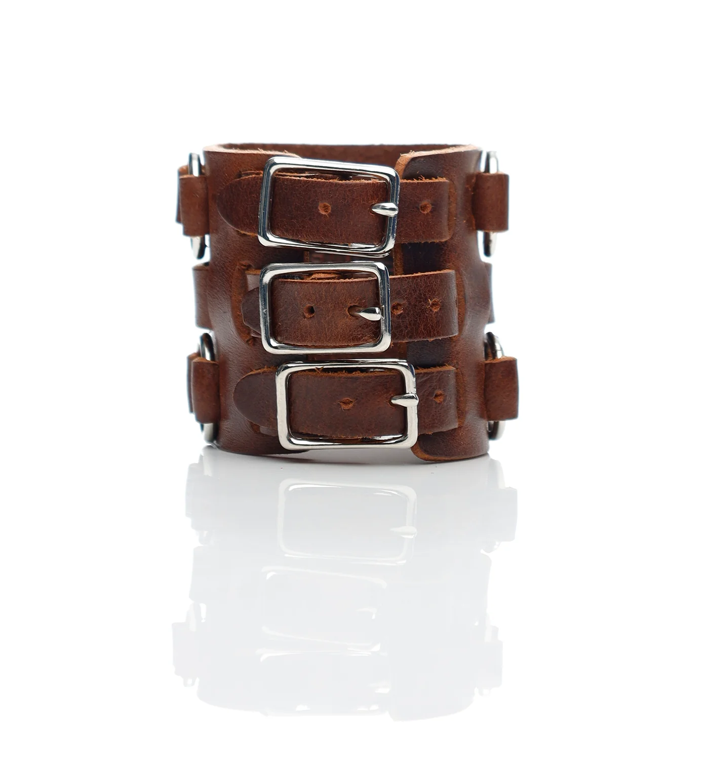 Wrist Cuff W/ Four Rings HCR-22C, Brown - Image 2
