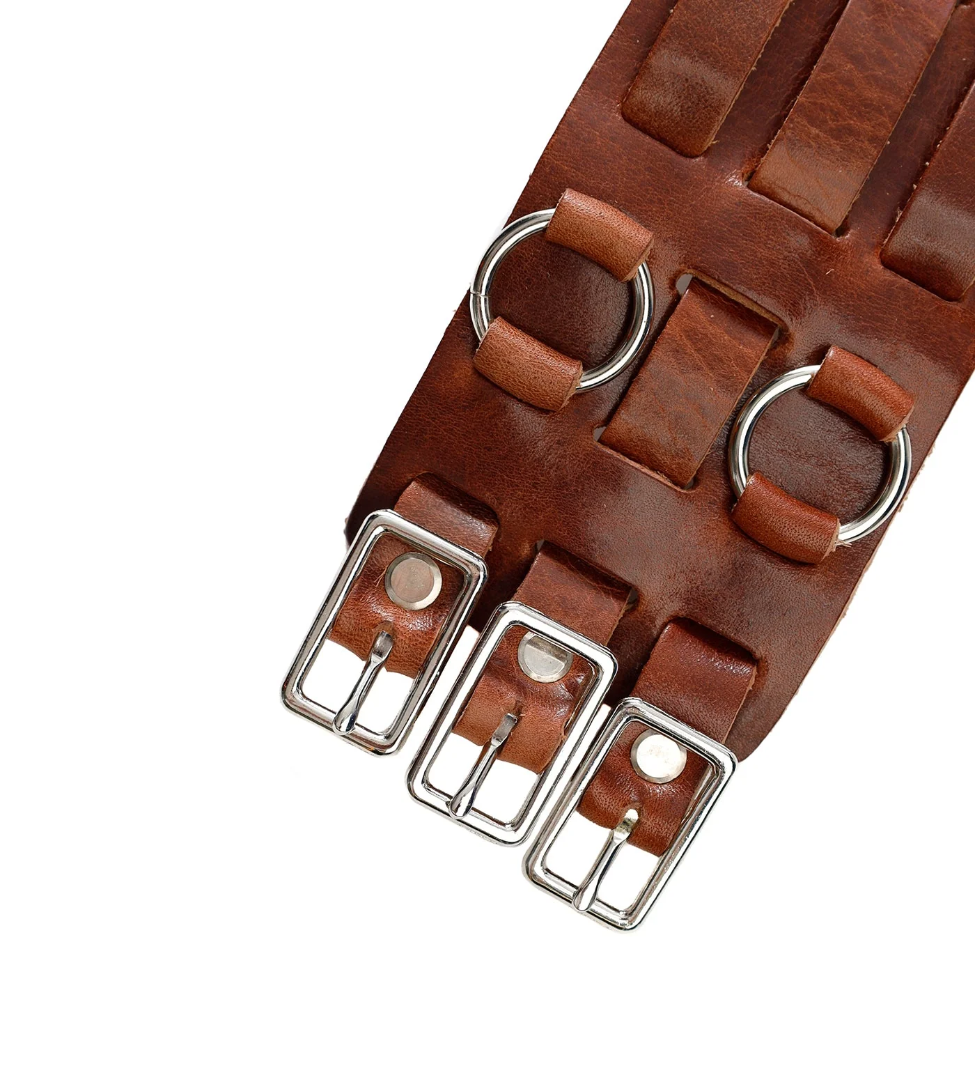 Wrist Cuff W/ Four Rings HCR-22C, Brown - Image 3