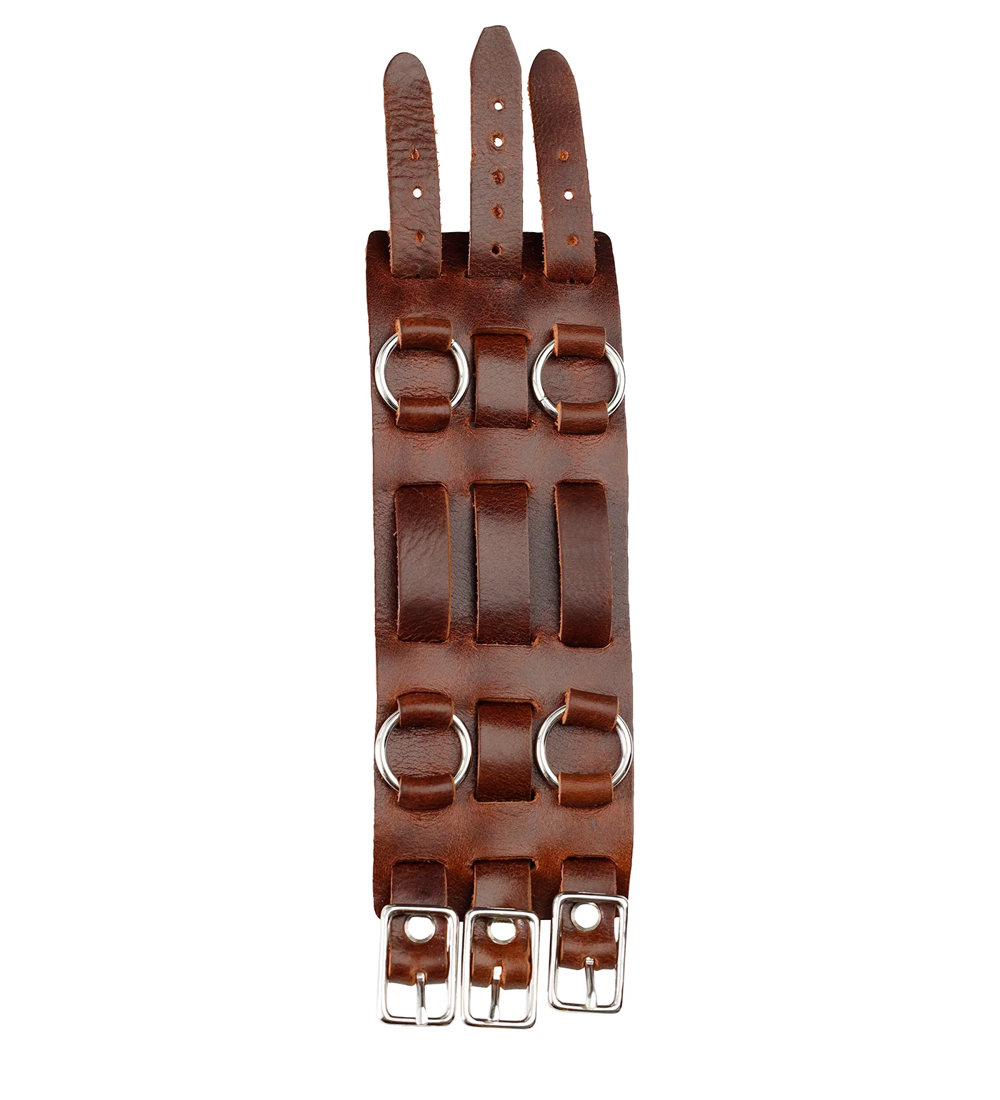 Wrist Cuff W/ Four Rings HCR-22C, Brown - Image 4